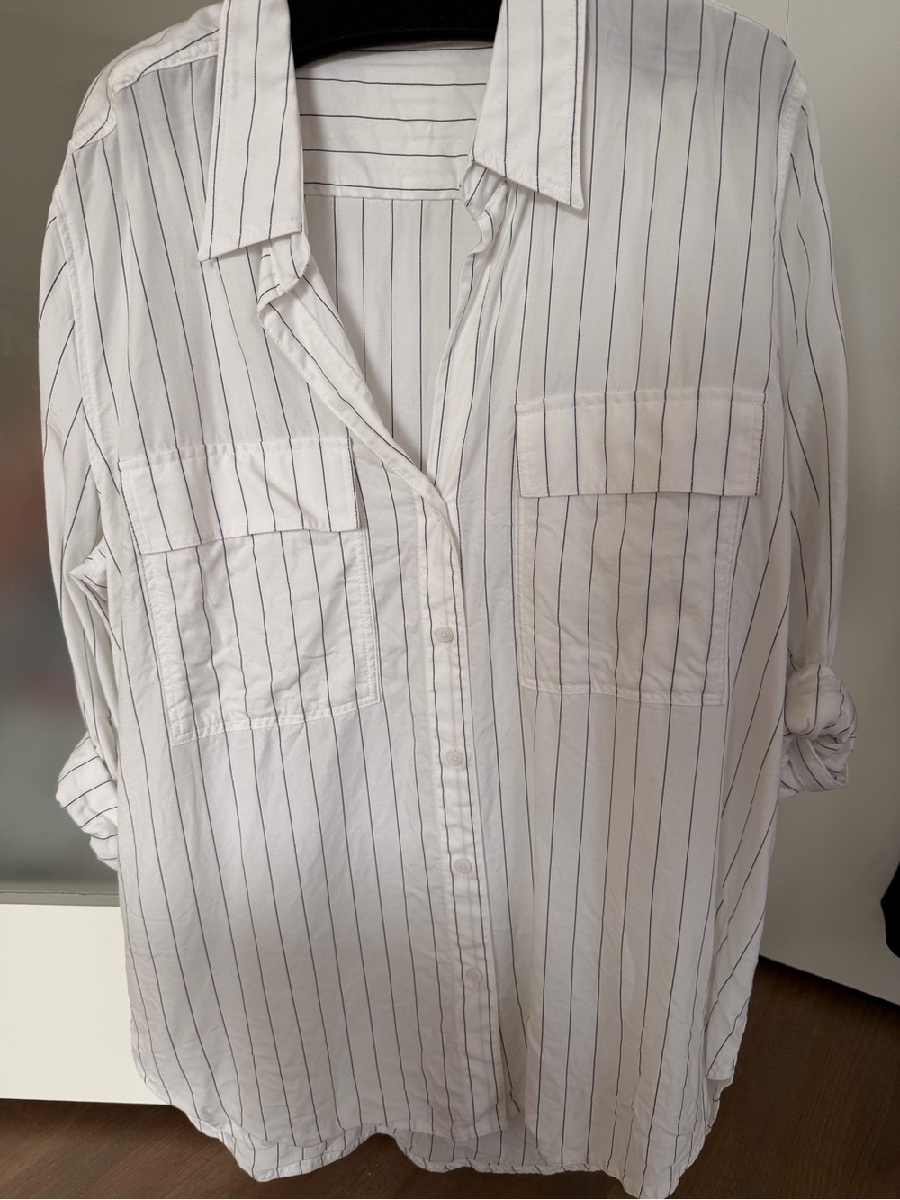 Babaton Striped White Button-Up Shirt